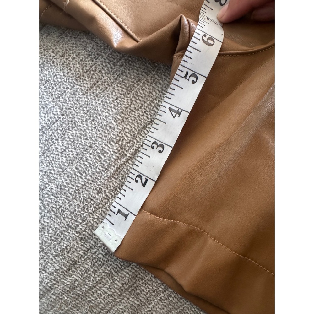 Abercrombie & Fitch Vegan Leather Pleated Shorts Tan Brown High Rise Small NEW - Picture 7 of 8